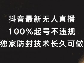 抖音最新无人直播，100%起号，独家防封技术长久可做【揭秘】