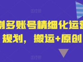 短剧多账号精细化运营和规划，搬运+原创