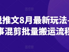 小说推文8月最新玩法—故事混剪批量搬运流程