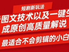 短剧卡图文技术轻松过原创、一键生成高质量短剧视频，最适合小白上手的干货技术【揭秘】