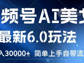 视频号AI美女最新6.0玩法，简单上手自带流量，月入3w【揭秘】
