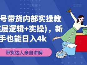 视频号带货内部实操教学(底层逻辑+实操)，新手也能日入4k