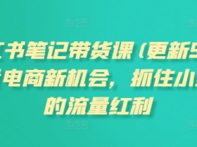 小红书笔记带货课(更新10月)流量电商新机会，抓住小红书的流量红利