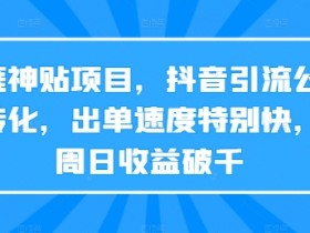 天涯神贴项目，抖音引流公众号转化，出单速度特别快，一周日收益破千
