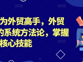 帮你成为外贸高手，外贸从0-1的系统方法论，掌握外贸的核心技能