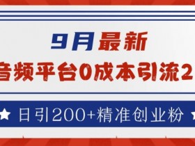 9月最新：音频平台0成本引流，日引200+精准创业粉【揭秘】