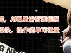 蓝海赛道，AI明星讲哲理视频，起号变现快，操作简单可批量【揭秘】