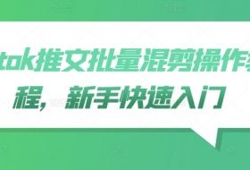 tiktok推文批量混剪操作教程，新手快速入门