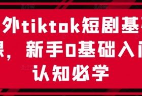 海外tiktok短剧基础课，新手0基础入门认知必学