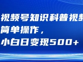 视频号知识科普视频，简单操作，小白日变现500+【揭秘】