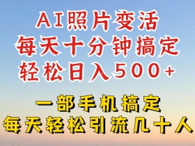 利用AI软件让照片变活，发布小红书抖音引流，一天搞了四位数，新玩法，赶紧搞起来【揭秘】