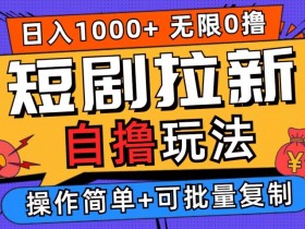 2024短剧拉新自撸玩法，无需注册登录，无限零撸，批量操作日入过千【揭秘】