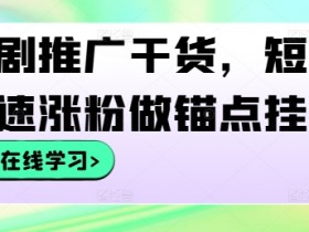 短剧推广干货，短剧快速涨粉做锚点挂载