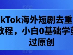 TikTok海外短剧去重实操教程，小白0基础学剪辑过原创