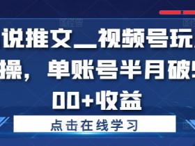 小说推文—视频号玩法实操，单账号半月破5000+收益