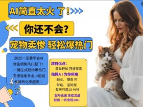 小红书AI宠物卖惨打工项目，一键生成轻松爆热门，专撩温柔多金小姐姐，私域转化率超高