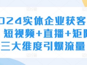2024实体企业获客实操，短视频+直播+矩阵，三大维度引爆流量