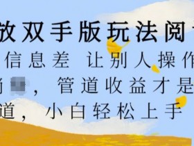 解放双手版玩法阅读，利用信息差让别人操作你来躺Z，管道收益才是王道，小白轻松上手【揭秘】