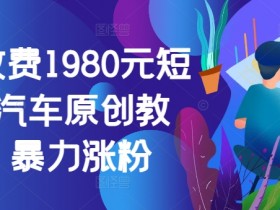 外面收费1980元短视频汽车原创教学，暴力涨粉
