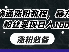 抖音快速涨粉教程，暴力涨粉，粉丝变现日入100+