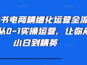 小红书电商精细化运营全流程，从0-1实操运营，让你从小白到精英