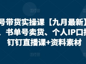 视频号带货实操课【10月最新】无人直播、书单号卖货、个人IP口播等，钉钉直播课+资料素材