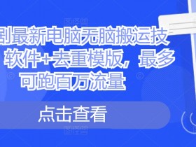 短剧最新电脑无脑搬运技术，软件+去重模版，最多可跑百万流量