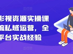引流卖影视资源实操课程，引流私域运营，全网多平台实战经验