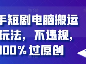 快手短剧电脑搬运2.0玩法，不违规，100%过原创