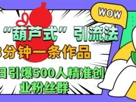 抖音葫芦式引流法，三分钟一条作品，单日引爆抖音500人精准创业粉丝群【揭秘】