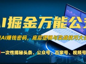 AI掘金万能公式!一个技术玩转头条、公众号流量主、视频号分成计划、支付宝分成计划，不要再被割韭菜【揭秘】