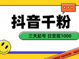 抖音千粉项目，自然涨粉变现，三天起号，日变现1k【揭秘】