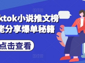 海外tiktok小说推文榜二大佬分享爆单秘籍
