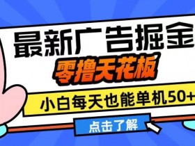 11月最新广告掘金，零撸天花板，小白也能每天单机50+，放大收益翻倍【揭秘】