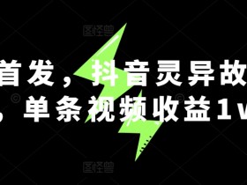 全网首发，抖音灵异故事项目，单条视频收益1w+