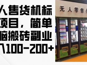 2024年无人售货机标注项目，简单无脑搬砖副业，日入100-200+【揭秘】