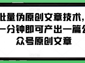 批量伪原创文章技术，一分钟即可产出一篇公众号原创文章