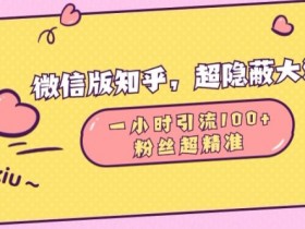 微信版知乎，超隐蔽流量入口1小时引流100人，粉丝质量超高【揭秘】
