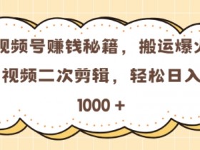 视频号 0门槛，搬运爆火视频进行二次剪辑，轻松实现日入几张【揭秘】