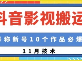 抖音影视搬运，1:1搬运，新号10个作品必爆