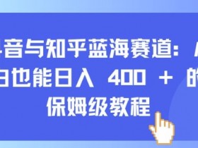 抖音与知乎蓝海赛道：小白也能日入 4张 的保姆级教程