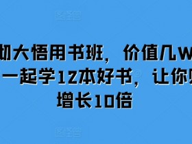 大彻大悟用书班，价值几W的课，一起学12本好书，让你财富增长10倍
