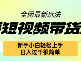 快手短视频带货项目最新玩法，新手小白轻松上手，日入几张很简单【揭秘】