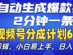 视频分成计划6.0，AI自动生成爆款视频，2分钟一条，小白易上手【揭秘】
