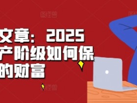 某付费文章：2025年，中产阶级如何保卫自己的财富