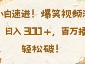 小白速进，爆笑视频混剪，日入3张，百万播放轻松破【揭秘】