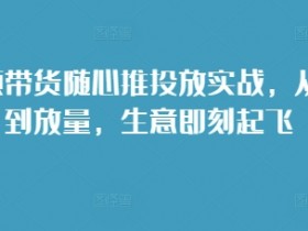 短视频带货随心推投放实战，从选品到放量，生意即刻起飞