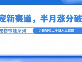 萌宠新赛道，萌宠带娃，半月涨粉10万+，小白轻松入手【揭秘】