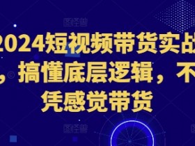 2024短视频带货实战课，搞懂底层逻辑，不再凭感觉带货