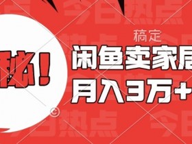 闲鱼卖家居用品月入过W+最新技巧闲鱼最新零基础教学，新手当天上手【揭秘】